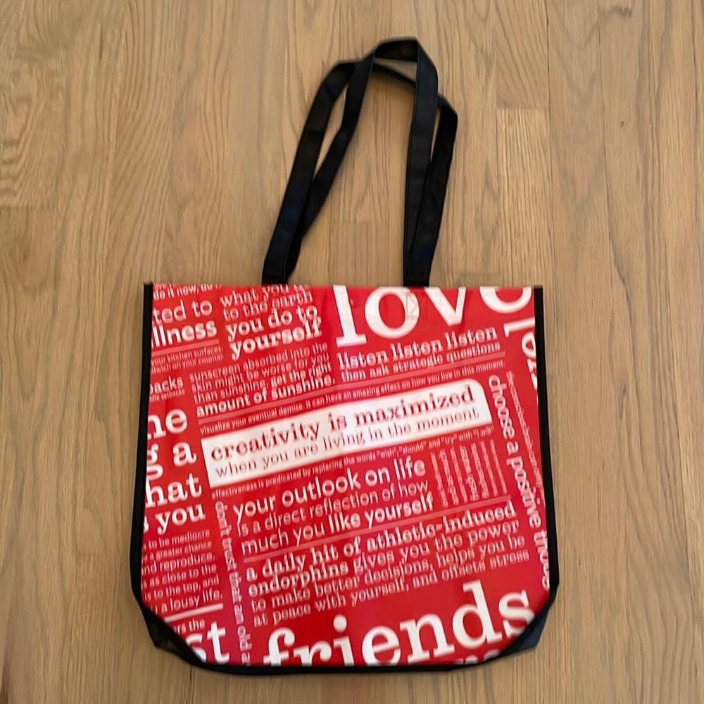 3 for $15! Large Lululemon Shopping Bag Red and White Mantra Print Tote